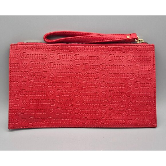 NWOT Juicy Couture Wristlet Wallet Red Faux Leather Logo Embossed Clutch - Picture 5 of 10
